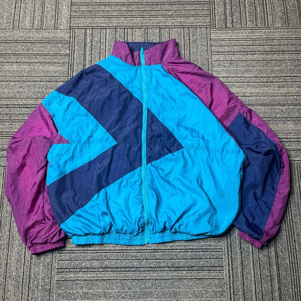 Vintage Avait Sportif Unisex Extra Large Windbreaker Full Zip Purple Blue 90s